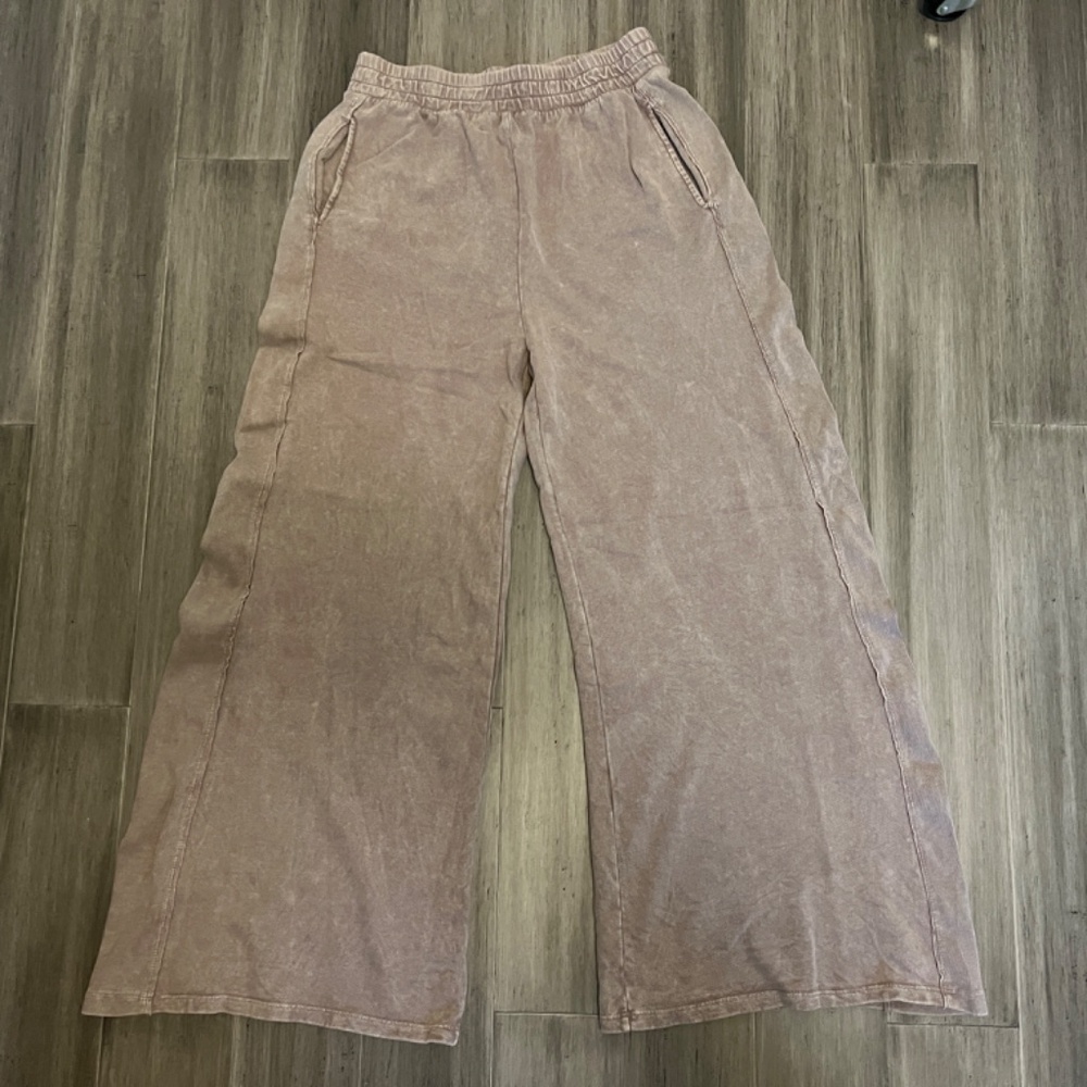 Extra Wide Leg Baggy Loose Fit Beige Brown Y2K Casual Lounge Pants Sweatpants L